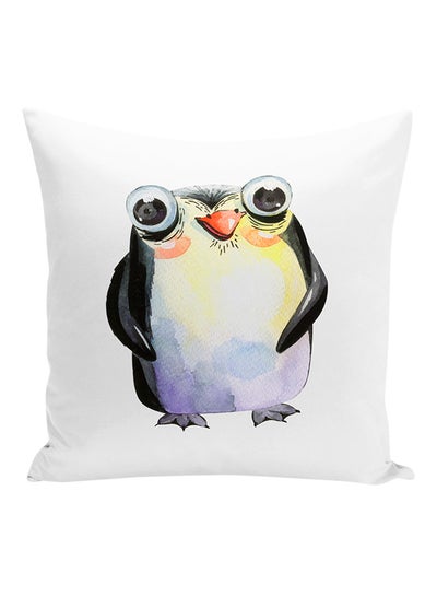 Buy Cartoon Penguin Decorative Pillow White/Black/Yellow 16x16inch in UAE