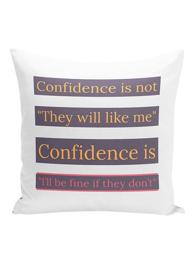 Buy Confidence Quote Teens Decorative Pillow White/Yellow/Red 16x16inch in UAE