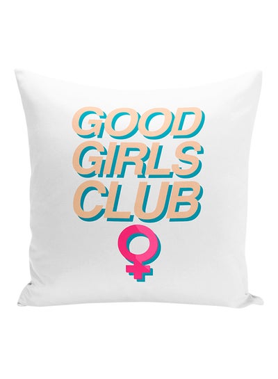 Buy Good Girls Club Decorative Pillow White/Beige/Pink 16x16inch in UAE