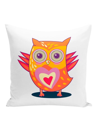 Buy Cute Owl Love Heart Decorative Pillow White/Purple/Orange 16x16inch in UAE