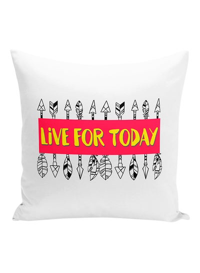 Buy Live For Today Decorative Pillow White/Red/Yellow 16x16inch in UAE