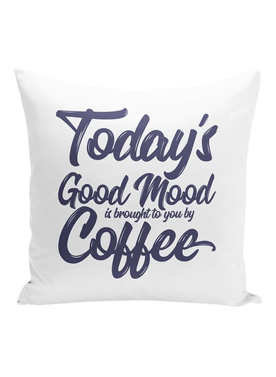 Buy Today's Good Mood Decorative Pillow White/Blue 16x16inch in UAE