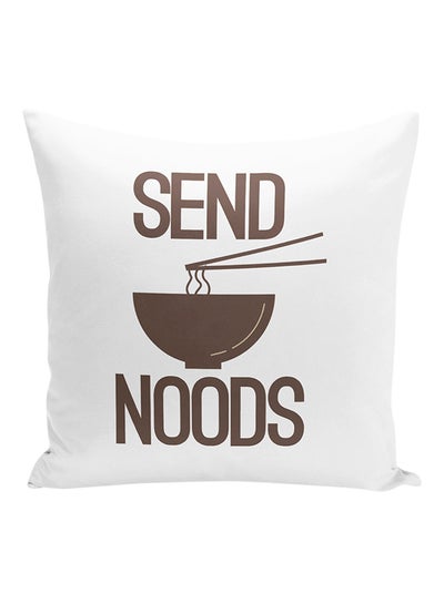 اشتري وسادة للديكور مطبوع عليها عبارة "Send Noods" أبيض/بني 16x16بوصة في الامارات