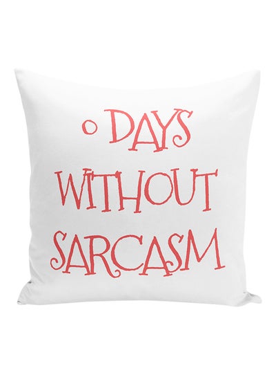 اشتري وسادة زينة بنمط مطبوع لعبارة "Days Without Sarcasm" أبيض/ خوخي 16x16 بوصة في الامارات