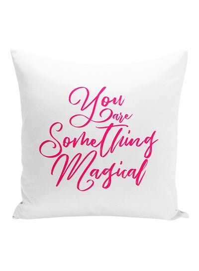 Buy You Are Something Magical Decorative Pillow White/Pink 16x16inch in UAE