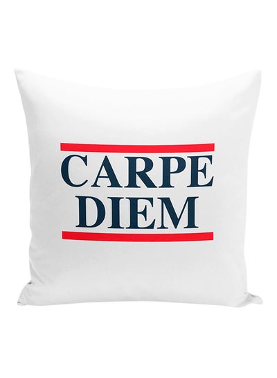 اشتري وسادة زينة مطبوع عليها عبارة "Carpe Diem" أبيض/أزرق/أحمر/أصفر 16x16 بوصة في الامارات