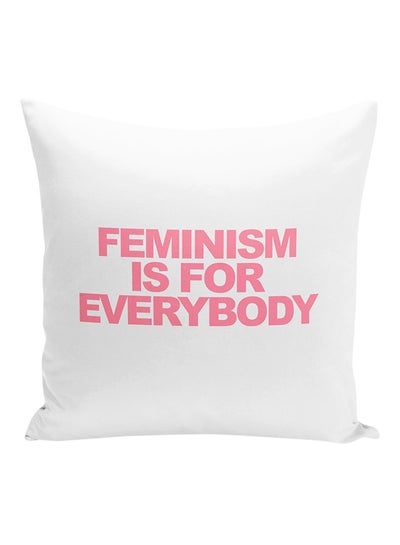 Buy Feminism Is For Everybody Decorative Pillow White/Pink 16x16inch in UAE