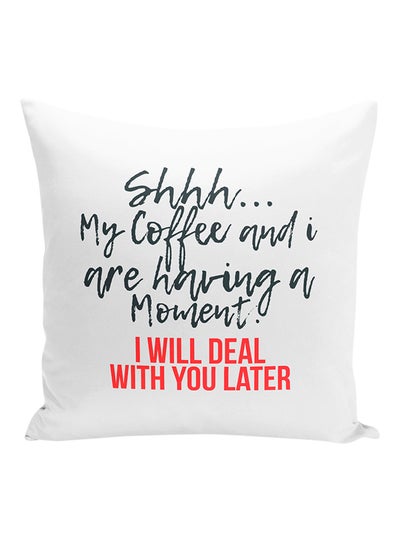 Buy Quotes Printed Decorative Pillow White/Black/Red 16x16inch in UAE