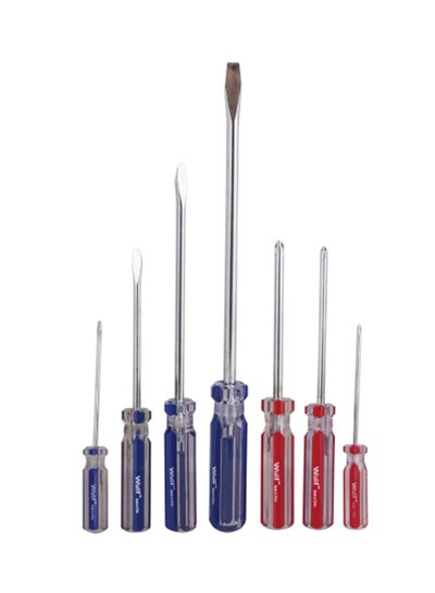 Buy 7-Piece Screw Driver Set Red/Blue/Silver in UAE