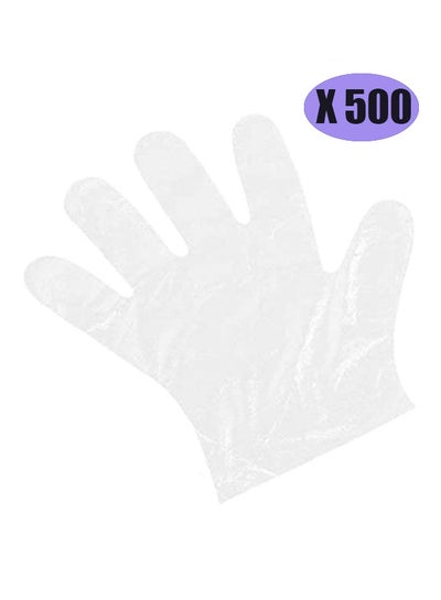 Buy 500-Piece Plastic Disposable Gloves Clear 23x26centimeter in Egypt
