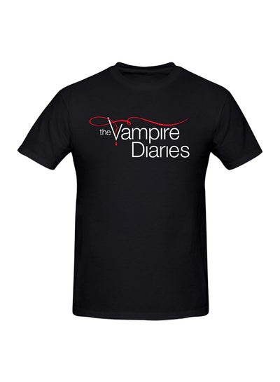 اشتري تيشيرت من القطن بأكمام قصيرة مطبوع عليه شعار مسلسل The Vampire Diaries أسود في الامارات