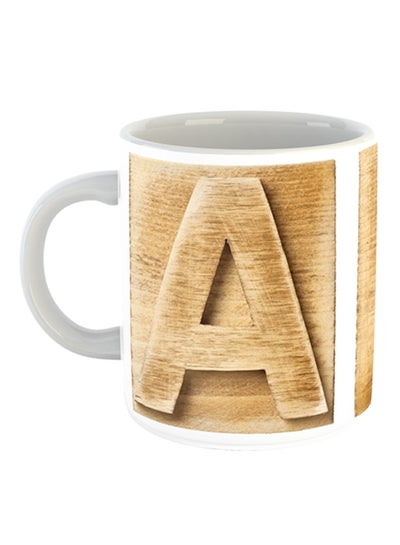 Buy Alphabet A Printed Coffee Mug Beige/Grey/White in UAE