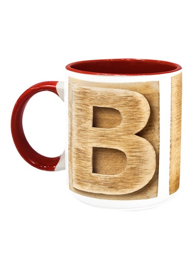 Buy Alphabet B Printed Coffee Mug Beige/Red/White in UAE