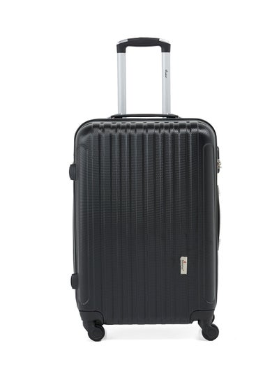 Buy Hard Case Travel Bag Medium Checked Luggage Trolley ABS Lightweight Suitcase with 4 Spinner Wheels KH132 Black in UAE