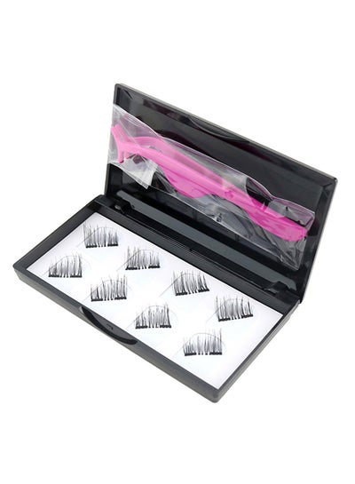 Buy 8 Piece Magnetic Lashes with Tweezers Set Black/Pink in Saudi Arabia