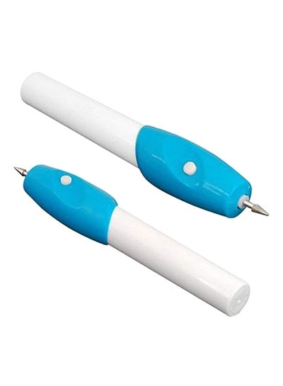 اشتري قلم حفر كهربائي صغير أبيض/أزرق في السعودية