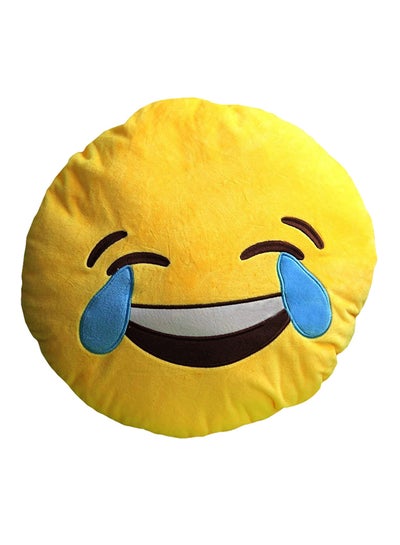 Buy Emoji Smiley Emoticon Crying Round Cushion Pillow Yellow in UAE