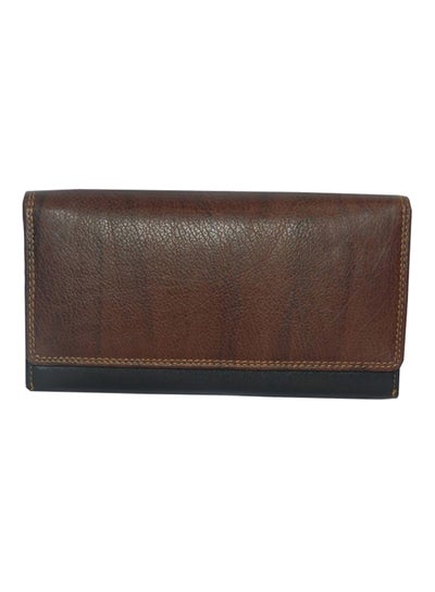 Buy Leather Tri-fold Wallet Brown/Black in UAE