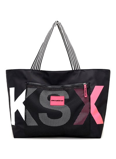 Buy Zipper Closure Nylon Shopper/Tote Black in Saudi Arabia