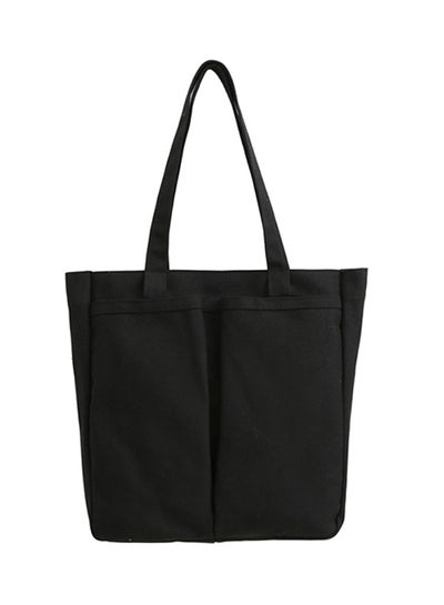 Buy Stitch Detail Canvas Shopper/Tote Black in Saudi Arabia