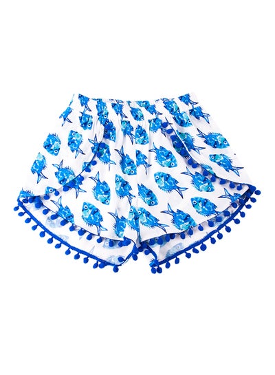 Buy Anemoss Aquarium Mid-Rise Shorts White/Blue in UAE