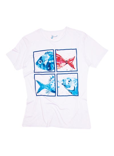 Buy Anemoss Aquarium Short Sleeve T-Shirt White/Blue/Red in UAE