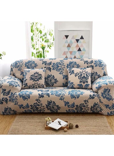 Buy Bohemian Design Sofa Slipcover Beige/Blue M in UAE
