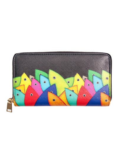 Buy Fertility Fishes Printed Purse Black/Yellow/Blue in UAE