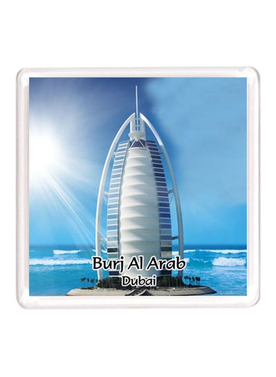 Buy Dubai Souvenir Quote Magnet Burj Al Arab White/Blue 64x64mm in UAE