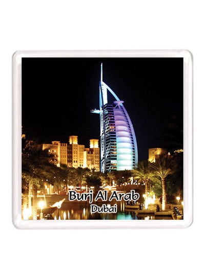 Buy Dubai Souvenir Quote Magnet Burj Al Arab Yellow/Black/White 64x64mm in UAE