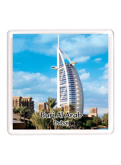 Buy Dubai Souvenir Quote Magnet Burj Al Arab White/Blue/Green 64x64mm in UAE