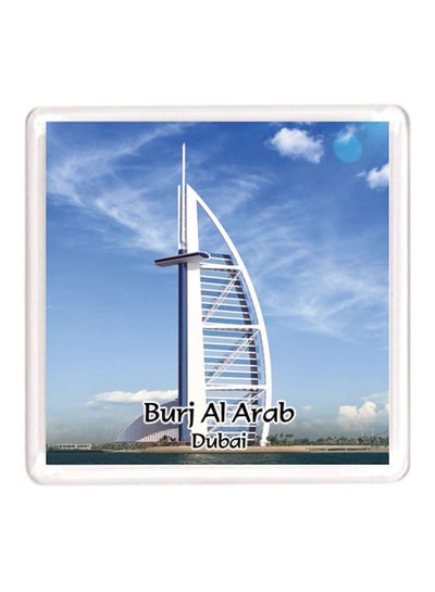 Buy Dubai Souvenir Quote Magnet Burj Al Arab White/Blue 64x64mm in UAE