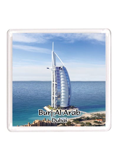 Buy Dubai Souvenir Quote Magnet Burj Al Arab Blue/White/Green 64x64mm in UAE