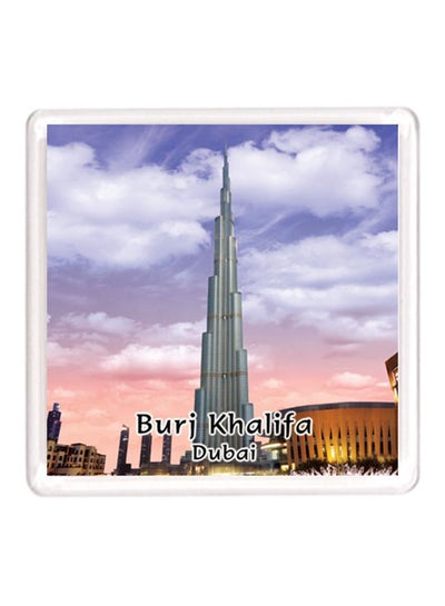 Buy Dubai Souvenir Quote Magnet Burj Khalifa White/Pink/Silver in UAE