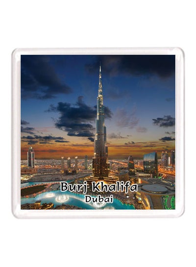 Buy Dubai Souvenir Quote Magnet Burj Khalifa Black/Grey/Yellow 64x64mm in UAE