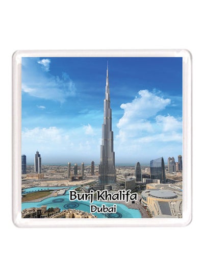 Buy Dubai Souvenir Quote Magnet Burj Khalifa Blue/White/ 64x64mm in UAE