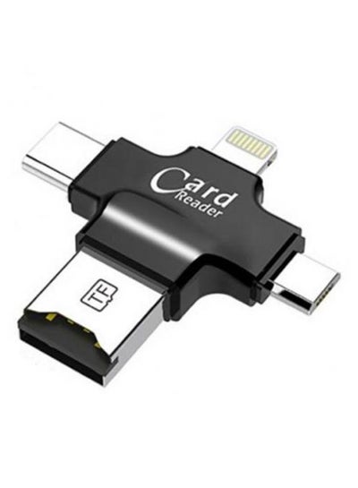 اشتري قارئ بطاقة Micro USB نوع 4 في 1 أسود/فضي في السعودية