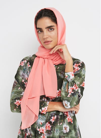 Buy Chiffon Hijab Scarf Peach in UAE