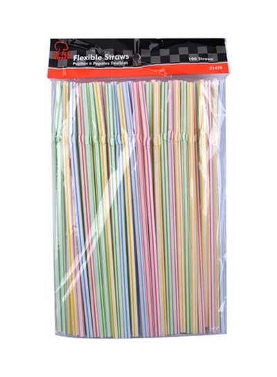 Buy Flexible Drinking Straw Set 70668 (100 Straws) Multicolour 1x6.25x10.25inch in UAE