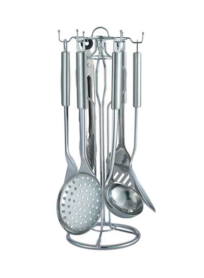 Buy 6-Piece Cooking Tool Set With Stand Silver 16x16x41centimeter in Saudi Arabia