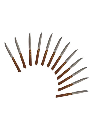 Buy 12-Piece Knife Set Brown/Silver 4inch in Saudi Arabia