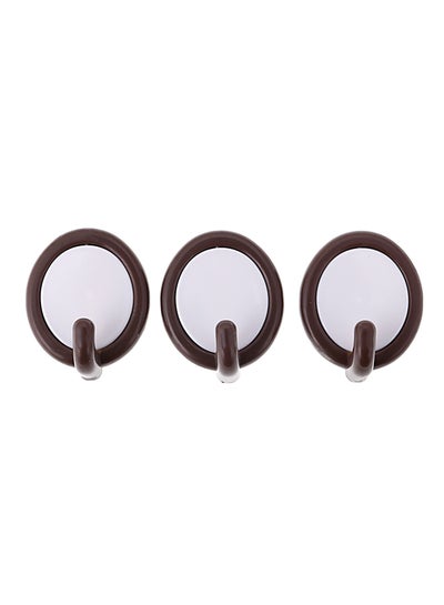 Buy 3-Piece Universal Adhesive Hook Brown/White 10x18cm in Saudi Arabia