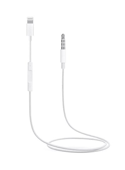 Buy Lightning To 3.5 mm Male Aux Stereo Audio Cable With Volume Control White in Saudi Arabia