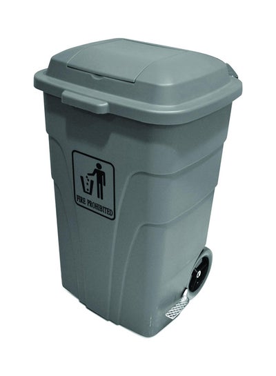 Buy High Quality Sturdy And Durable Environmentally Friendly Long Lasting Dustbin With Pedal And Solid Rubberized Wheels Grey 120Liters in UAE