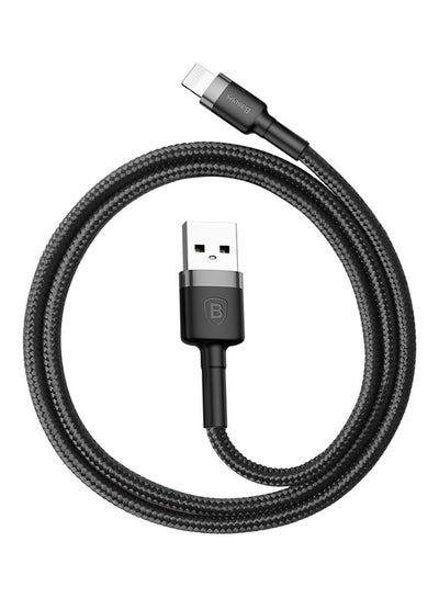 Buy USB to Lightning Charging Cable Cafule Nylon Braided High-Density Quick Charge Compatible for iPhone 13 12 11 Pro Max Mini XS X 8 7 6 5 SE iPad (1 Meter, 2.4 A) Grey/Black in UAE