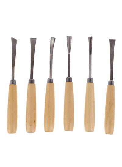 Buy 6-Piece Wood Carving Pro Chisel Set Beige/Silver 6.5inch in Saudi Arabia