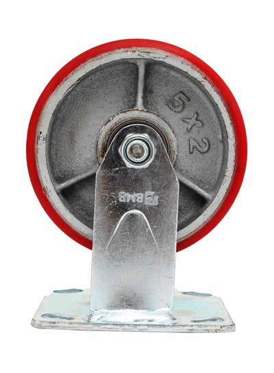 Buy Heavy Duty Caster Fixed Wheel Silver/Red 5inch in Saudi Arabia