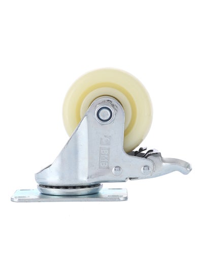 Buy Heavy Duty Caster Wheel Double Ball Bearing Swivel With Brake Silver/White 125mm in Saudi Arabia