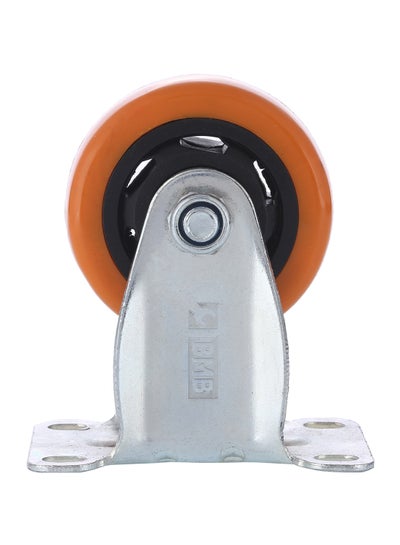 Buy Heavy Duty Double Ball Bearing Fixed Caster Wheel Silver/Orange 100mm in Saudi Arabia