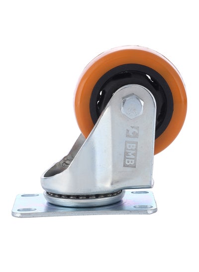 Buy Heavy Duty Double Ball Bearing Swivel Caster Wheel Silver/Orange 125mm in Saudi Arabia